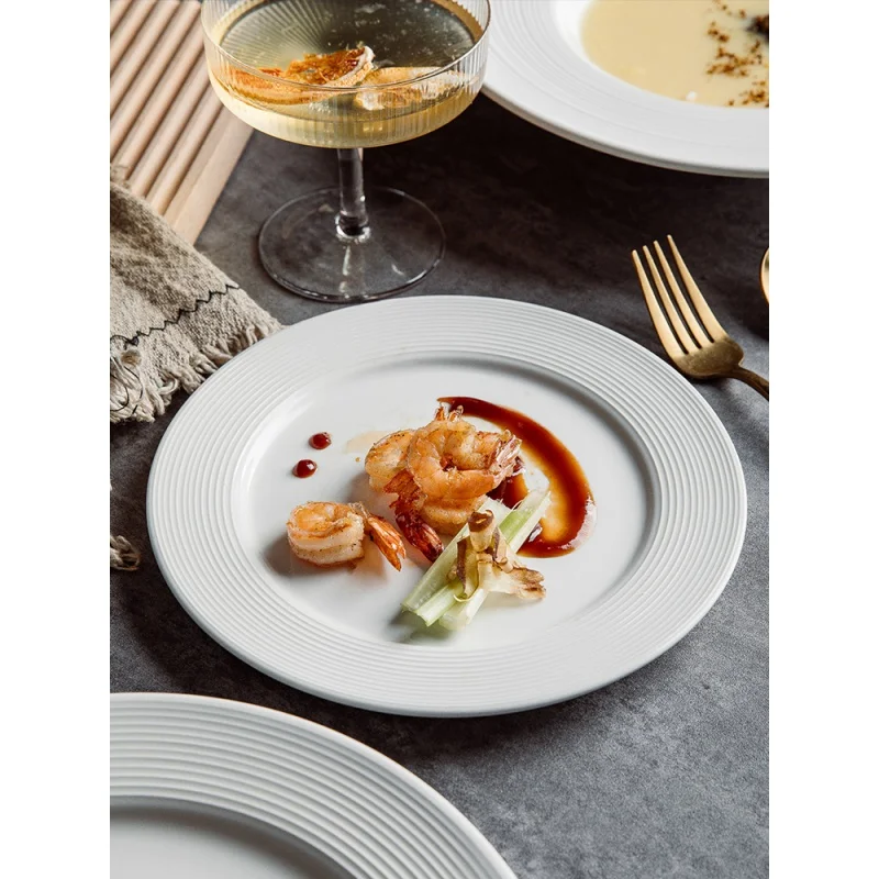 

Simple Nordic Steak Plate Household Dinner Plate Italian Pasta Dish Pure White Plate Plate Dish Ceramic Western Cuisine Plate