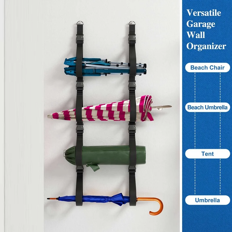 

Camping Chair Wall Storage Wall Mounted Wider And Adjustable Straps With Quick Release Buckles, Hanging Organizer