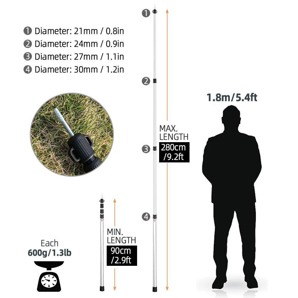 Телескопические брезентовые палки 2 8 м