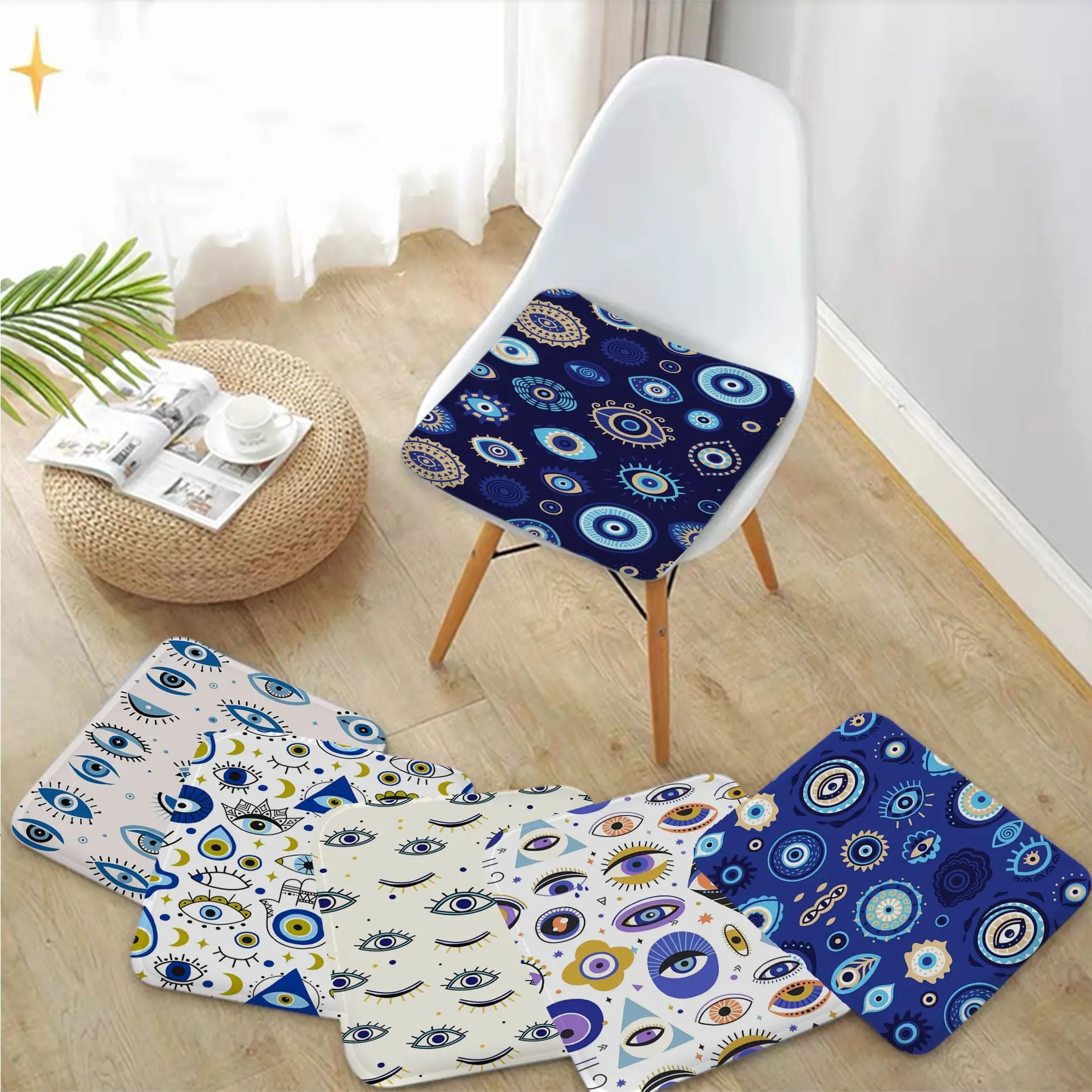 

Lucky Turkish Greek Eyes Evil Eyes Nordic Sofa Mat Dining Room Table Chair Cushions Unisex Fashion Anti-slip Cushions Home Decor