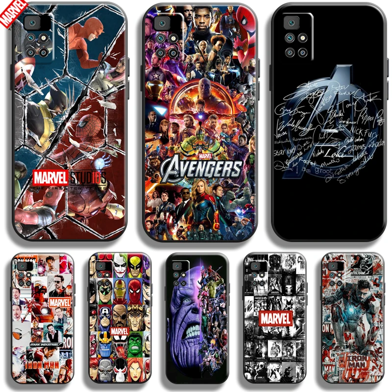 

Marvel Avengers Logo For Xiaomi Redmi 10 Phone Case Redmi 10 Coque Black Back Soft Silicone Cover