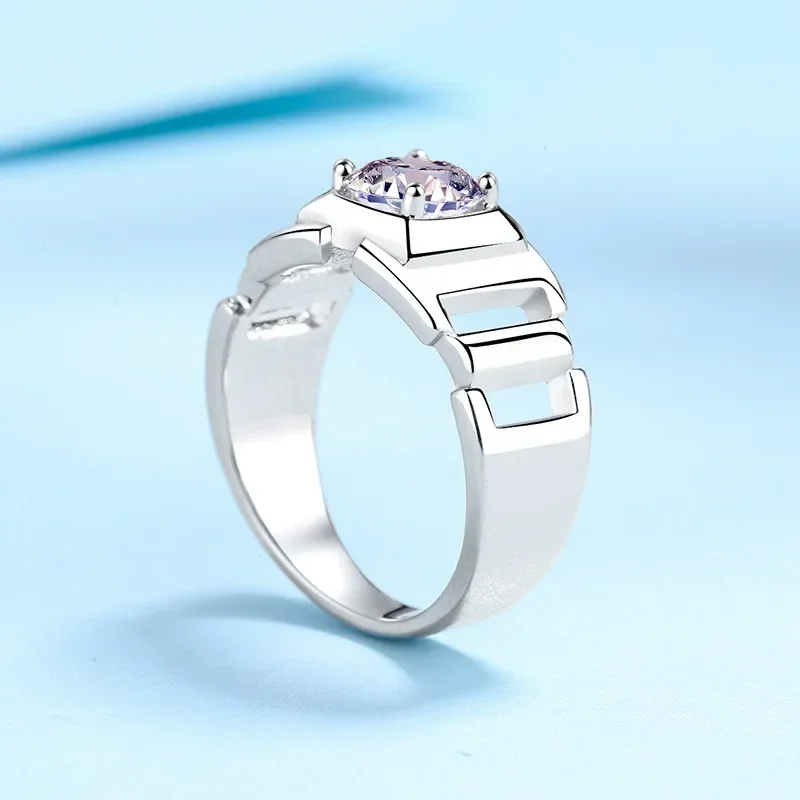 Новый стиль сверкающее 1CT муассанит мужское платиновое кольцо PT950 VVS1 D цветной