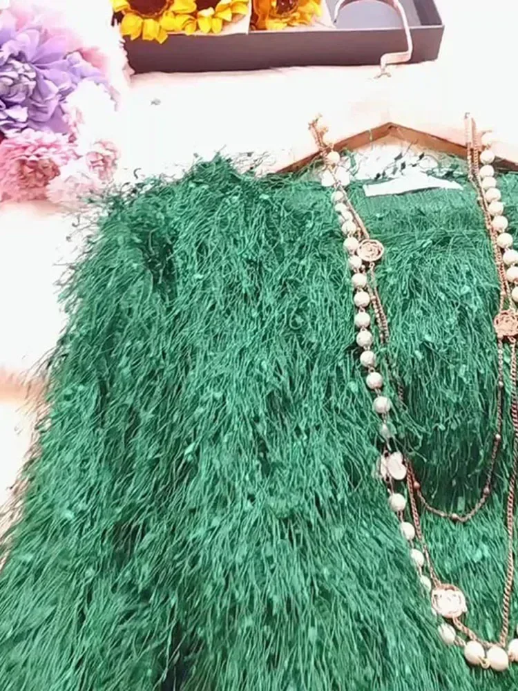 Женское платье-труба с бантом и поясом кисточками длинным рукавом высокой талией