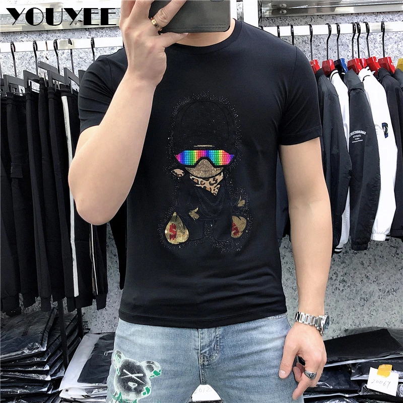 designer t shirt male fashion brand trend cartoon printing fit hot diamonds tees summer casual short sleeve m 6xl men clothes free global shipping