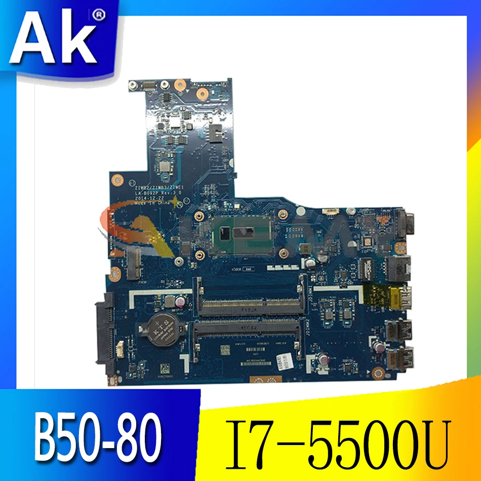 

Akemy ZIWB2/ZIWB3/ZIWE1 LA-B092P Motherboard For Lenovo B50-80 N50-80 Laptop Motherboard CPU I7 5500U DDR3 100% Test Work