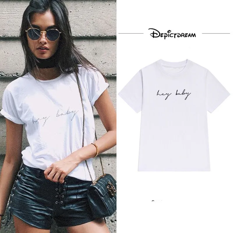 

New Women's clothes simple letter printing loose T-shirt short sleeve tops Spring Summer tide blusa