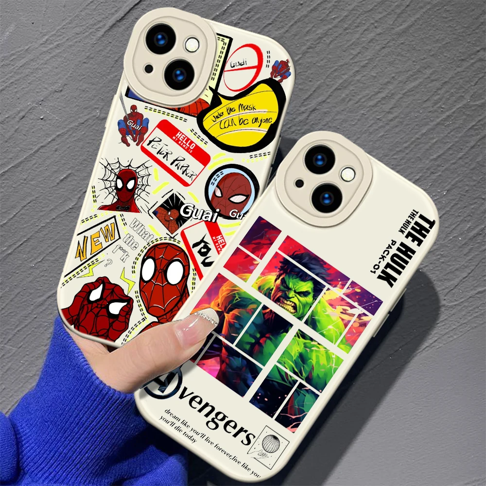 Мягкий силиконовый чехол S-Spider M-Man для iPhone 15 Plus 14 13 12 11 X XS XR Pro Max Mini 8 7
