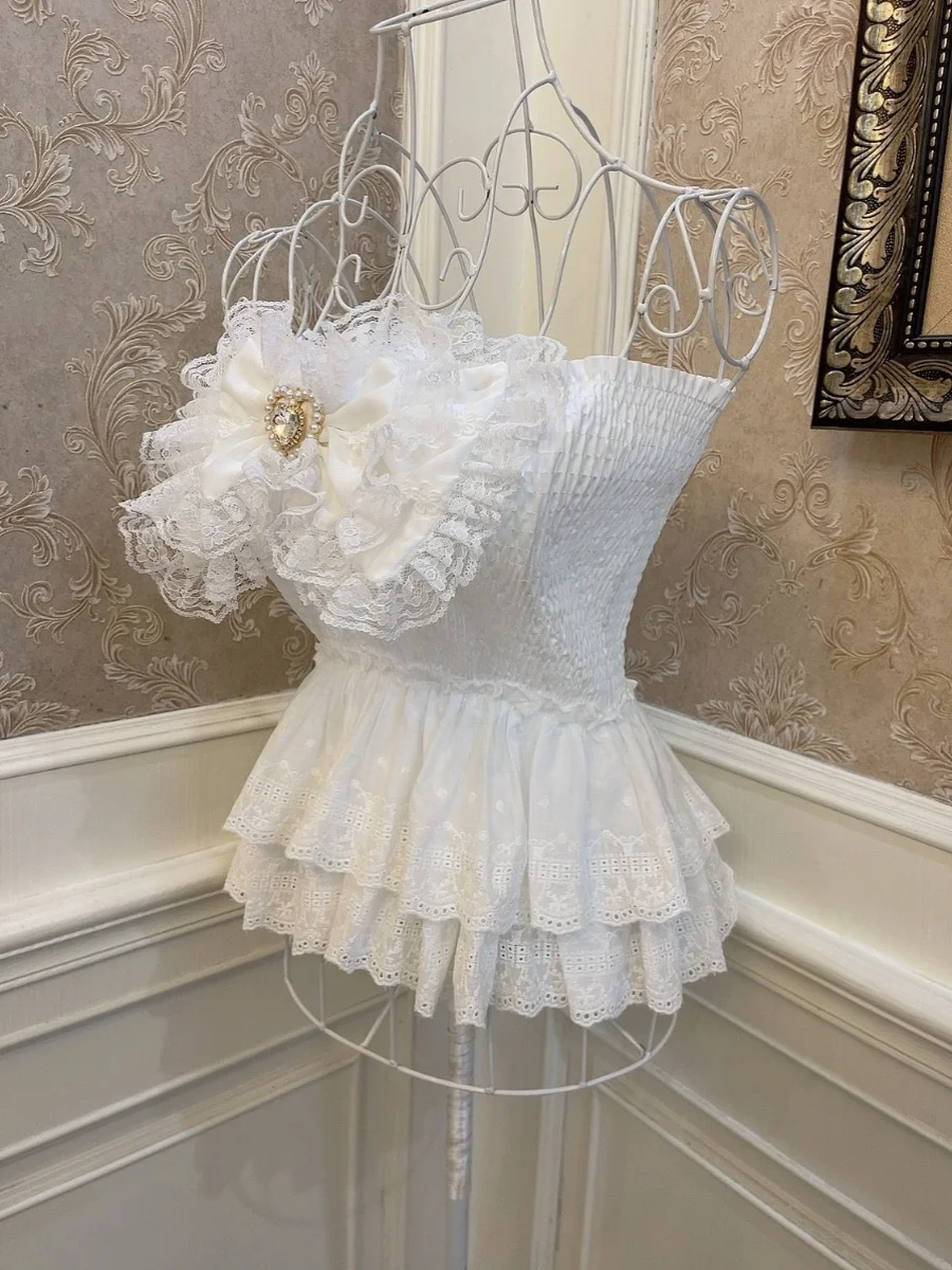 Лолита девочка бант любовь многослойный ажурный кружевной гофрированный