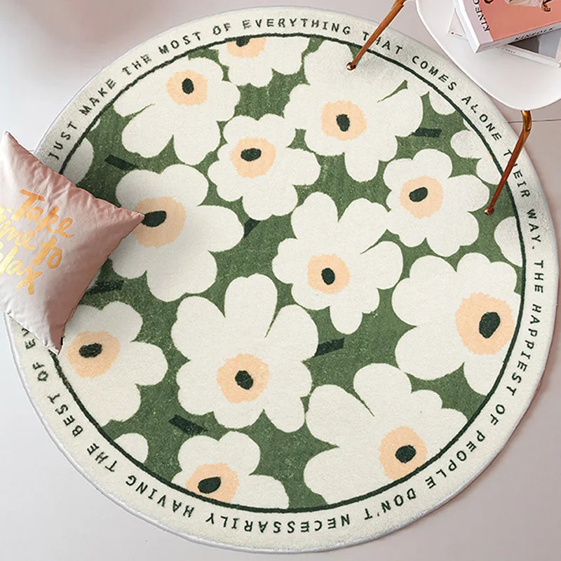 

Скандинавские Нескользящие ковры в стиле Ins коврики с изображением цветов для гостиной, мягкий круглый коврик для дивана, стула, спальни, де...