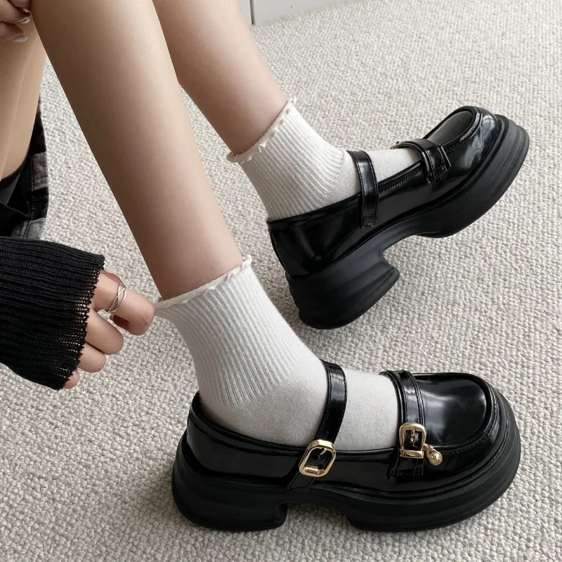 

Женские туфли мэри джейн на высоком каблуке, офисные и деловые туфли с ремешком и пряжкой, туфли на платформе с круглым носком, Лидер продаж 2023