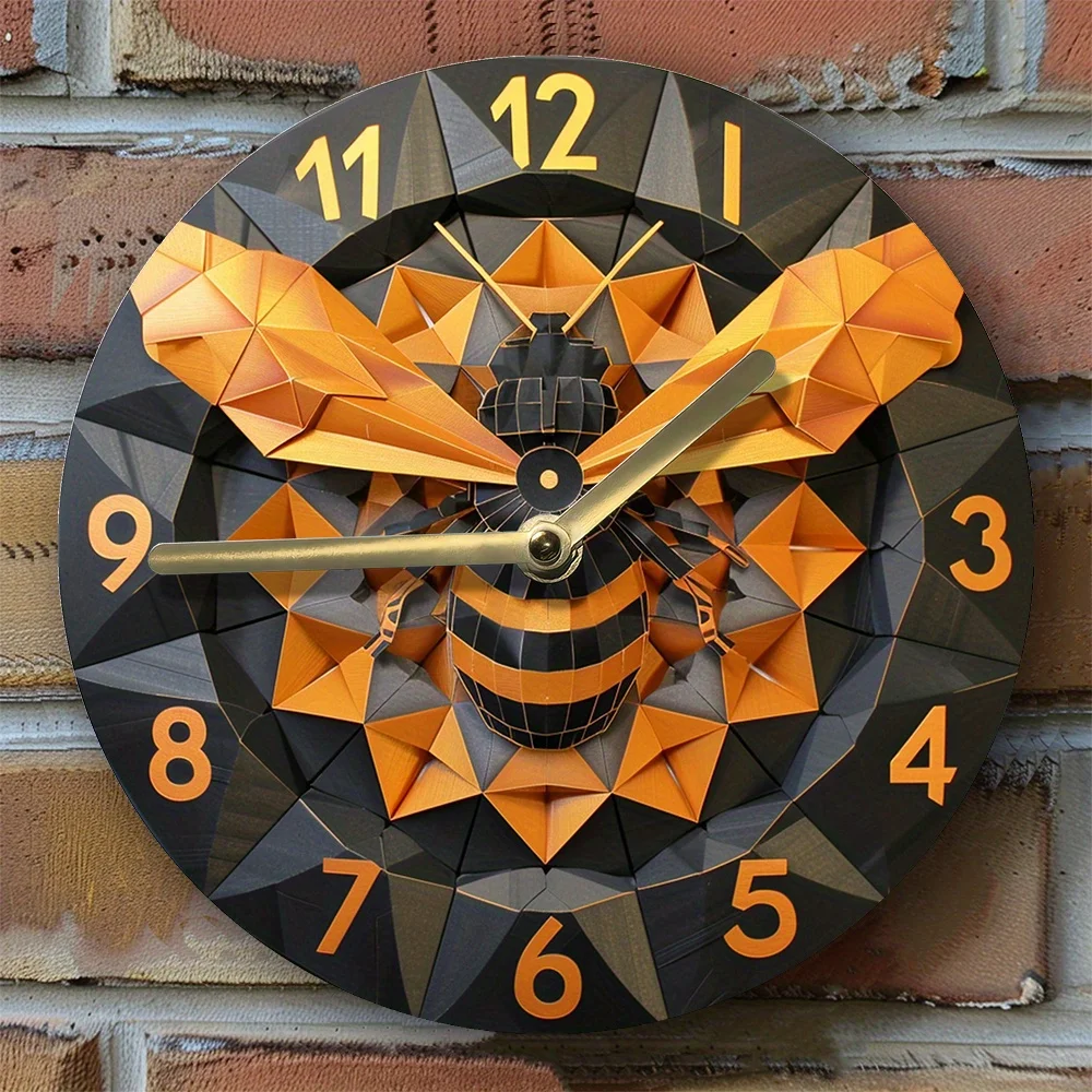 Бесшумные алюминиевые настенные часы с Пчелкой и сотами-идеально подходят для