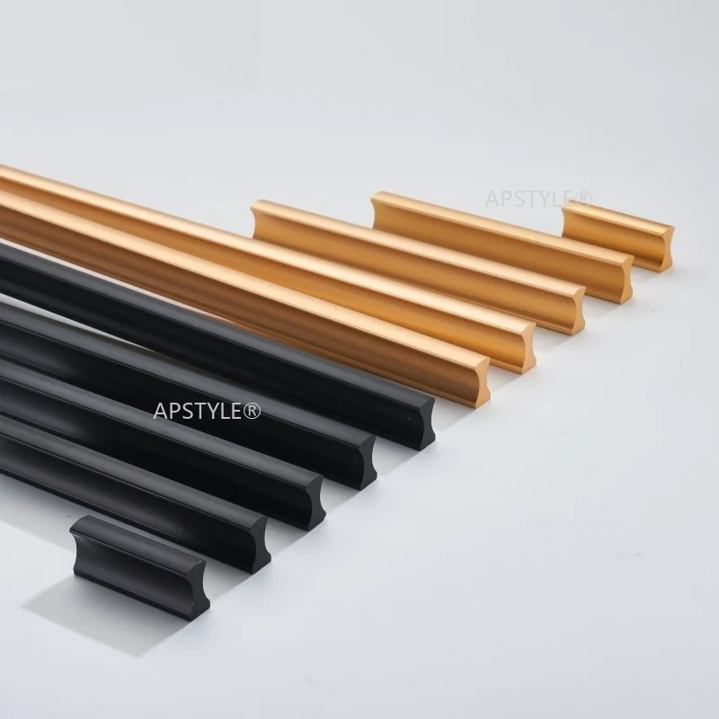 

Kitchen Cabinet Pull Long Modern Zinc Alloy Silver Black Gold Wardrobe Dresser Knob Cupboard Drawer Hardware Box Handle
