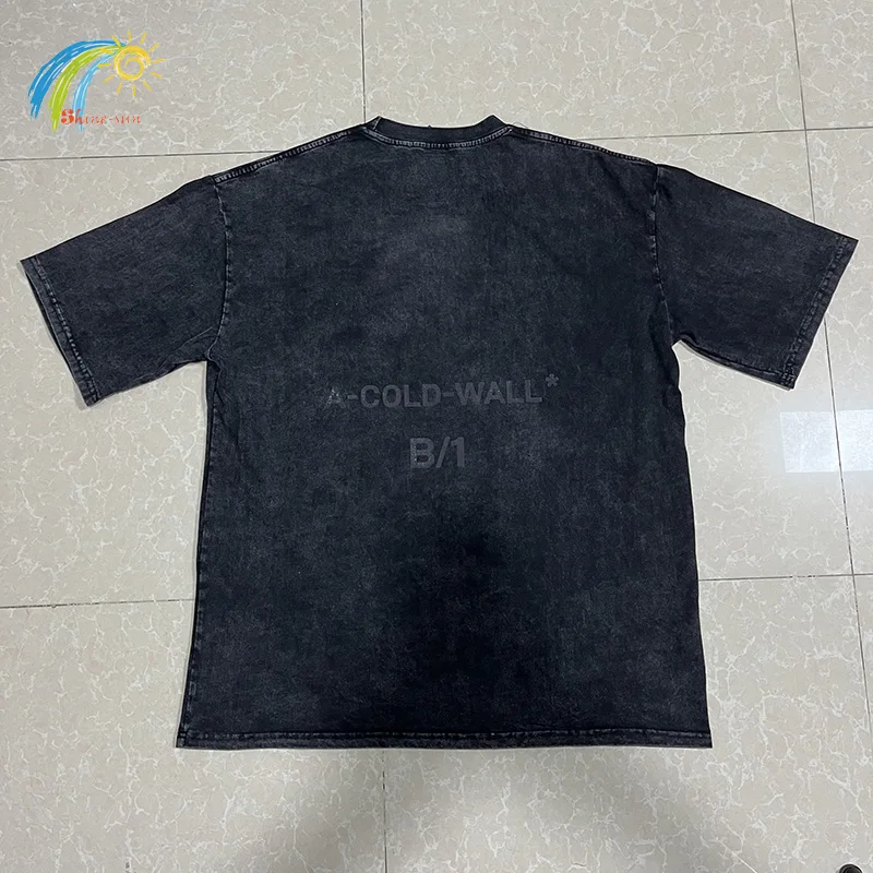 

Heavy Fabric High Quality A-COLD-WALL* T Shirt Men Women Vintage Washed Old Black Logo Print ACW Short Sleeve Tee Oversized