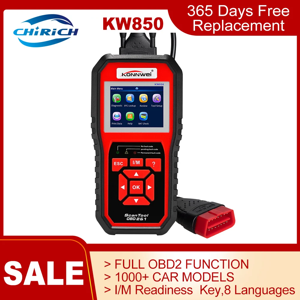 Автомобильные диагностические инструменты KONNWEI KW850, сканер для диагностики двигателя, OBD2, PK CR3008