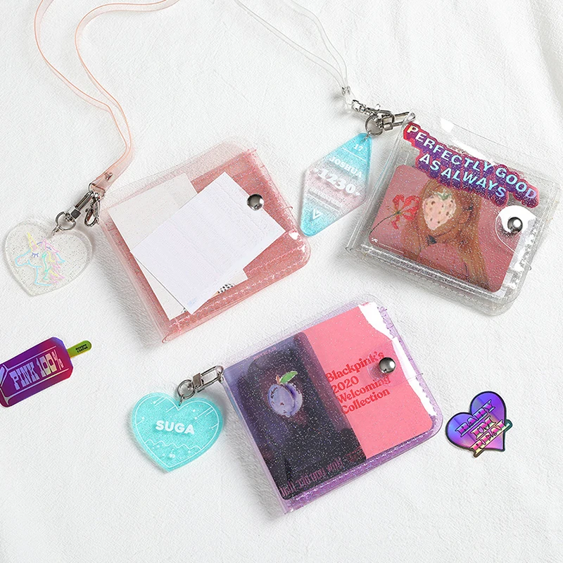 PVC Transparent Waterproof Small Credit Card Purse Business ID Mini Photo Card Holder Pouch for Gift Fashion Girls Card Wallet