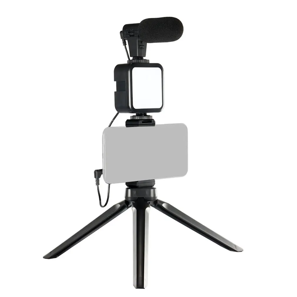 

Condenser Microphone With Tripod LED Fill Light For Professional Photo Video Camera Phone For Interview Live Recording YouTube