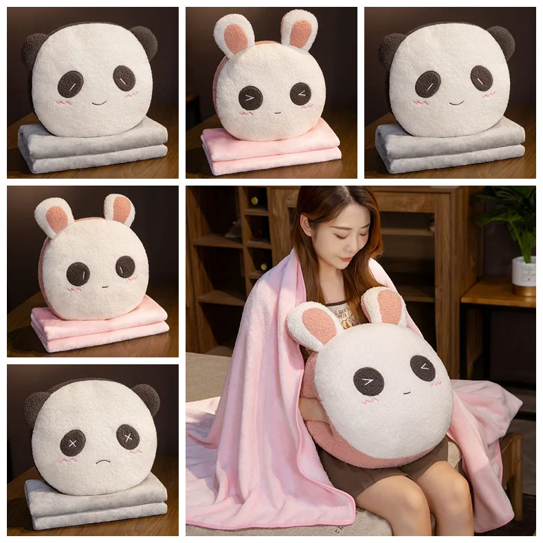 

Soft Cushion Blanket Cute Rabbit Panda Warmhand Pillow Back Cushion Comfortable Japanese Style Sofa Decorative Pillow Nap Pillow