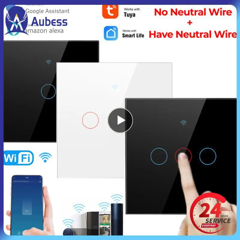 

1~8PCS Tuya Single Fire Switch 1/2/3 Gang Voice Control Smart Touch Switch For Alexa And Google Home Wall Button Smart Home