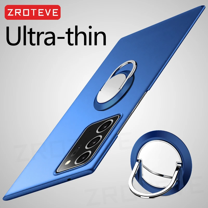 

Note20 Ultra Case Metal Ring Holder Hard PC Matte Cover For Samsung Galaxy Note 20 8 9 10 Plus S22 S21 FE S20 S10 Lite S9 Cases