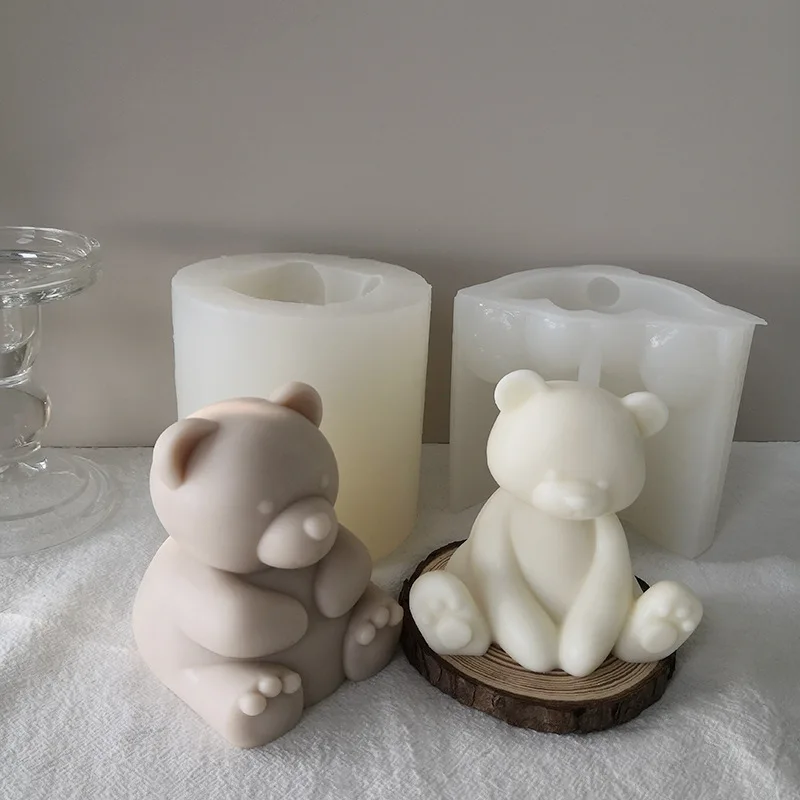 

Cute 3D Bear Candle Mold Teddy Dog Head Shape Handmade Aromatherapy Plaster Soap Silicone Mould DIY