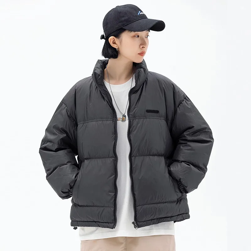 Korean Fashion Loose Personality Zipper Solid Color Down Coats 2022 Men's Winter New High Street Hip Hop Casual Down Coats