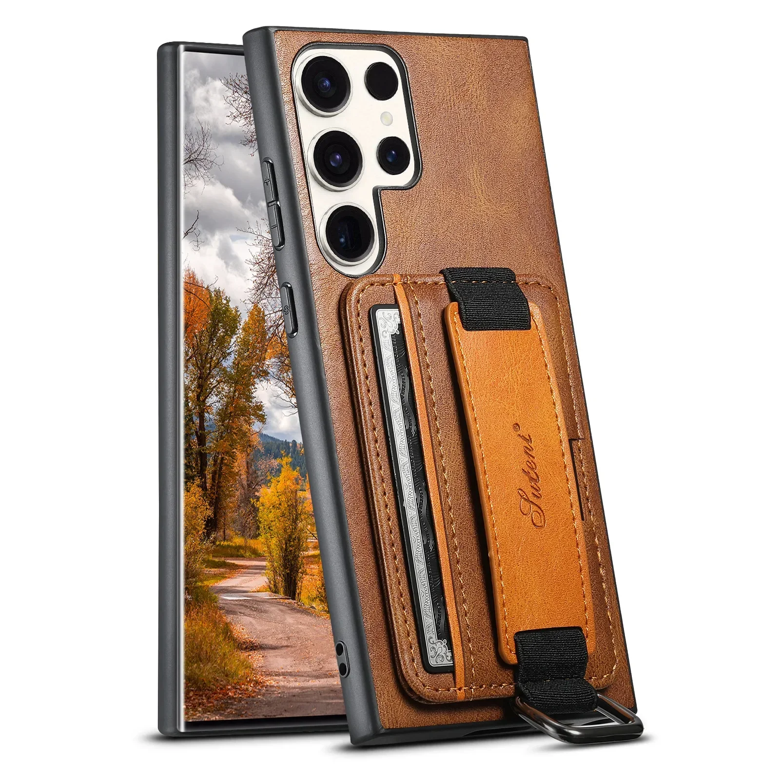 Фото Чехол для Samsung Galaxy S26 S25 S24 S23 S22 Plus Ultra Note 20 из искусственной кожи с подставкой, противоударный, с ремешком на запястье и карманом для карт №4