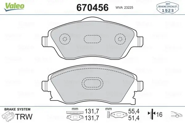 

670456 for ten brake pad CORSA C COMBO C MERIVA A