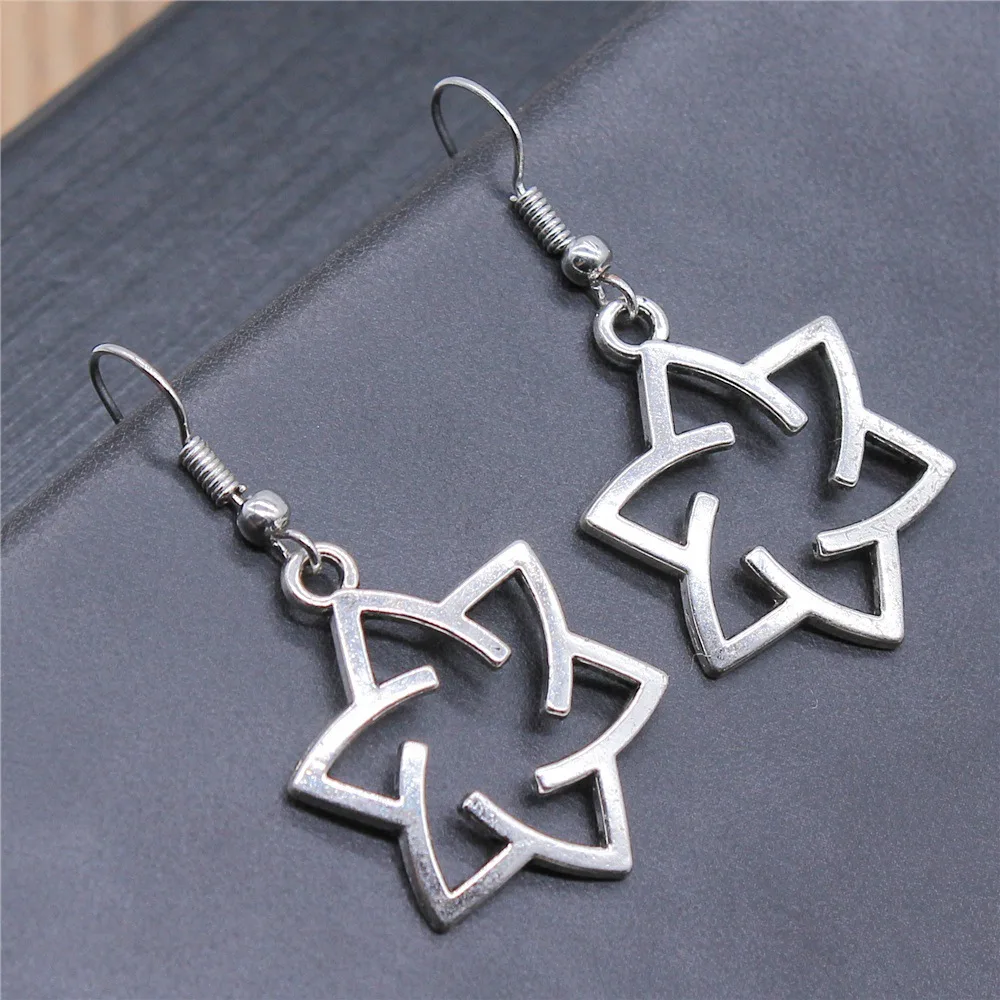 

Fashion Handmade Simple Design Antique Silver Color Triquetra Knot Symbols Pendant Earrings Women Vintage Drop Earrings