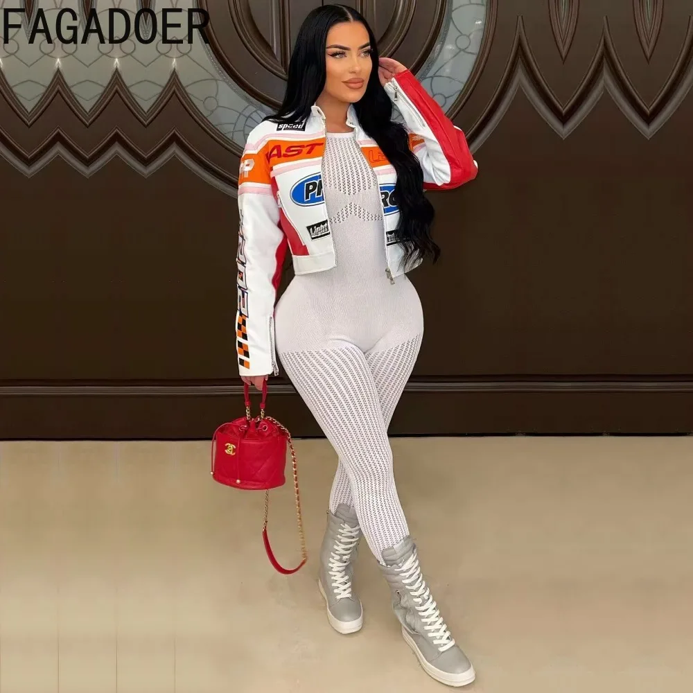 FAGADOER осень-зима новая модная укороченная куртка женская панк-готическая мото с