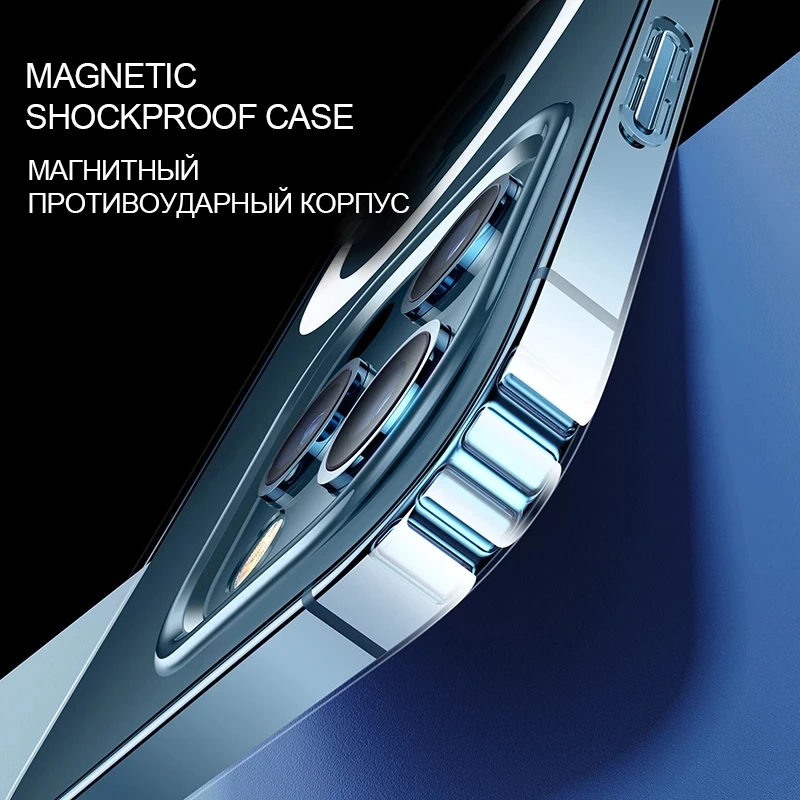 Transparent For Magsafe Magnetic Wireless Charging Case for iPhone 14 12 11 13 Pro Max Mini XR Xs 7 8 Plus SE Hard Acrylic Cover