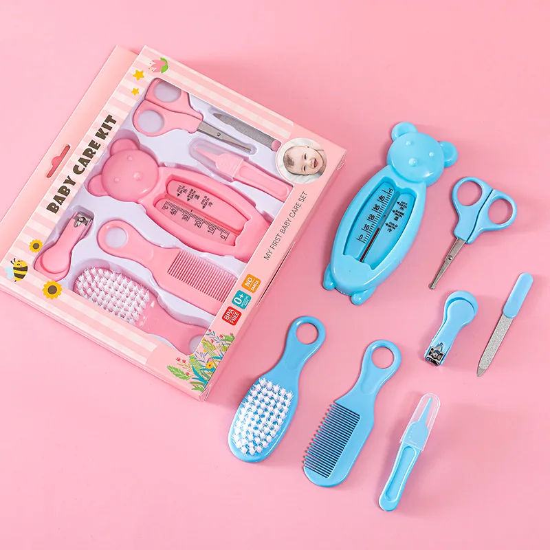 

7Pcs/Set Baby Water Thermometer Health Care Kit Grooming Brush Nail Hair Clipper Scissor Comb For Newborn Babies Hygiene Kits