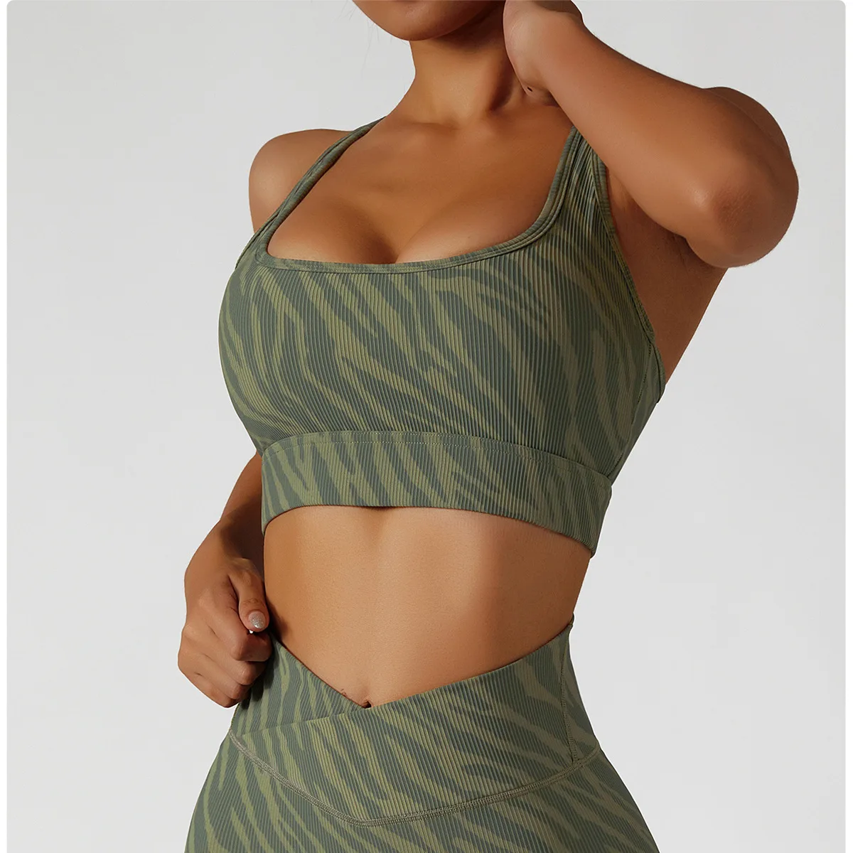 

Women Sports Bra Gathered Shockproof Fitness Vest Leopard Print Sports Women Sports Bra Top Women