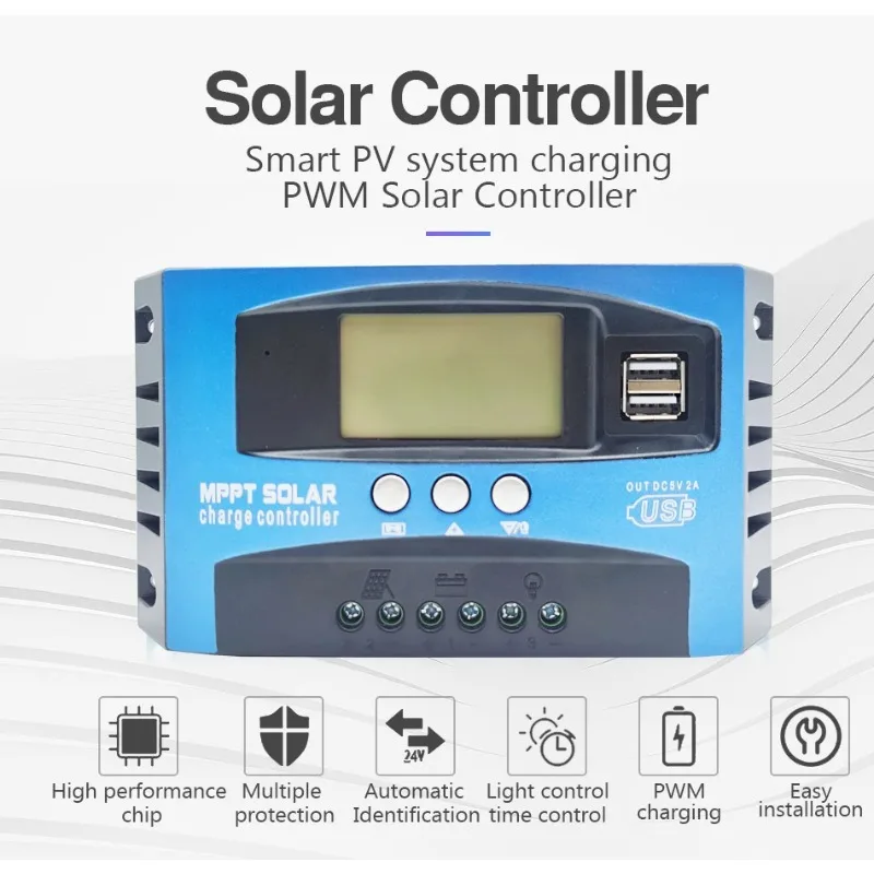 Контроллер Заряда Солнечной Батареи MPPT 30A/50A/80A/100A С ЖК-дисплеем 12 В 24