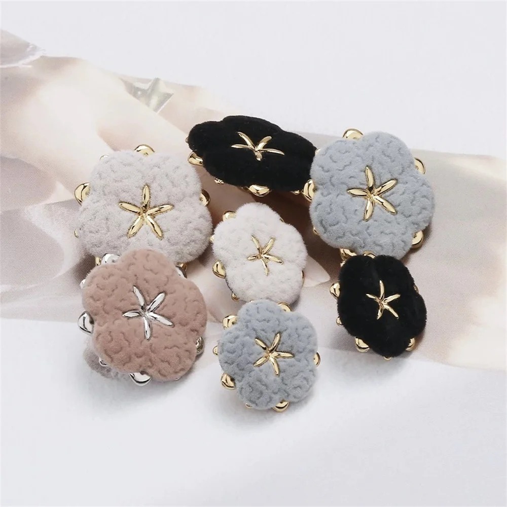 

FCXDG 10pcs Fashion Flocked Metal Buttons Pink Women's Fur Coat Buttons Clothes Decoration Accessories Knitted Sweater Buttons
