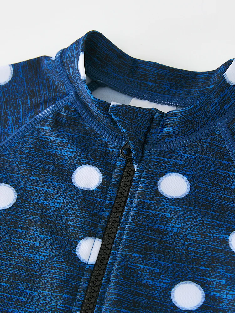 Swimsuit for Girls Polka Dots Rash Guard Girl Long Sleeves Zipper Up Children's Swimwear Anti UV Beach Clothes Bathing Suit Kids