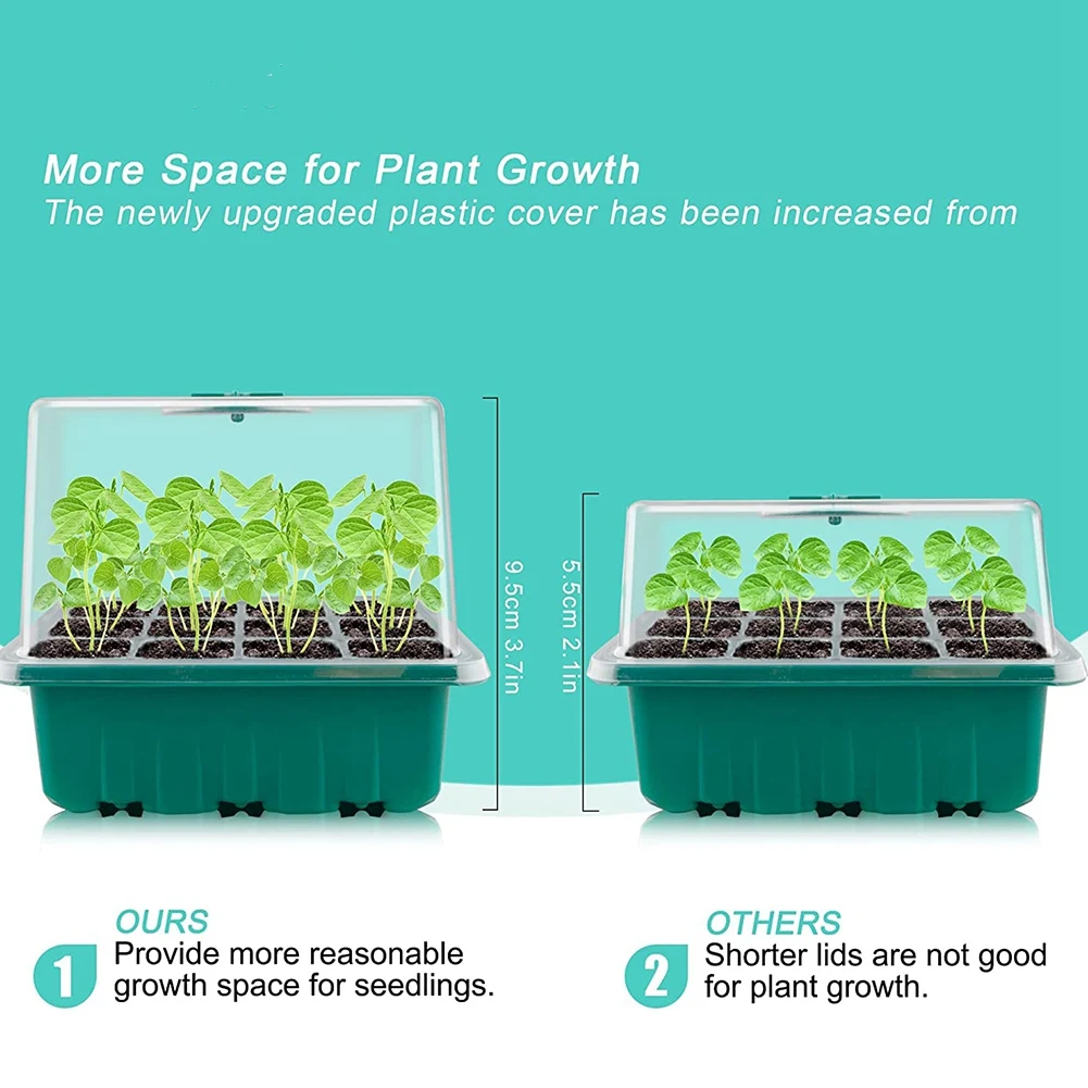 

Seed Starter Tray Kit, Plant Germination Starter Kit Seed Starter Kit with Humidity Dome and Base for Greenhouse Grow