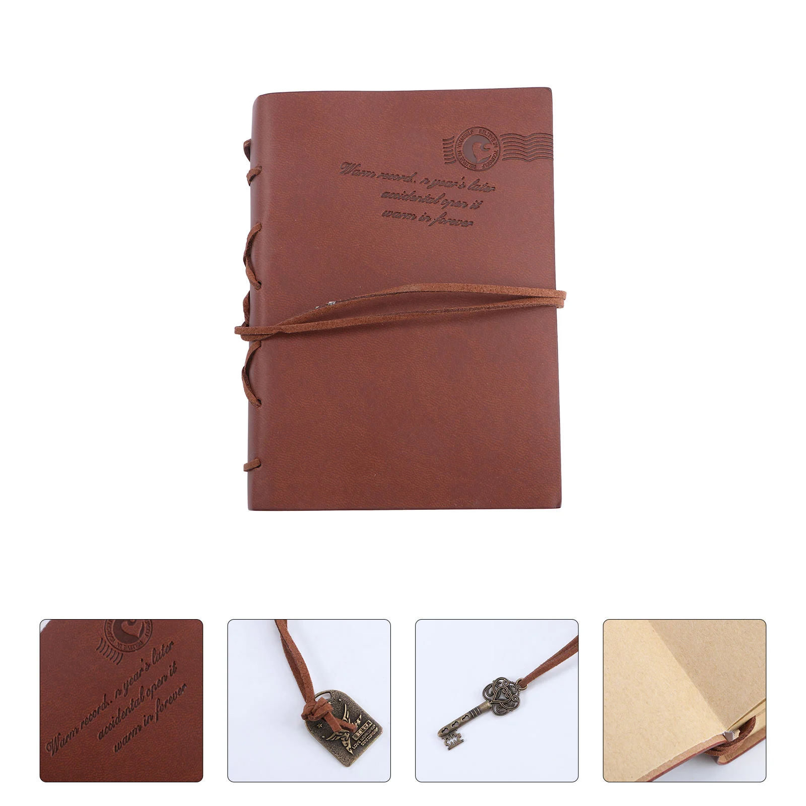 

Classic Retro Vintage Style PU Cover String Key Bound Blank Notebook Notepad Travel Journal Diary Sketchbook (Coffee)