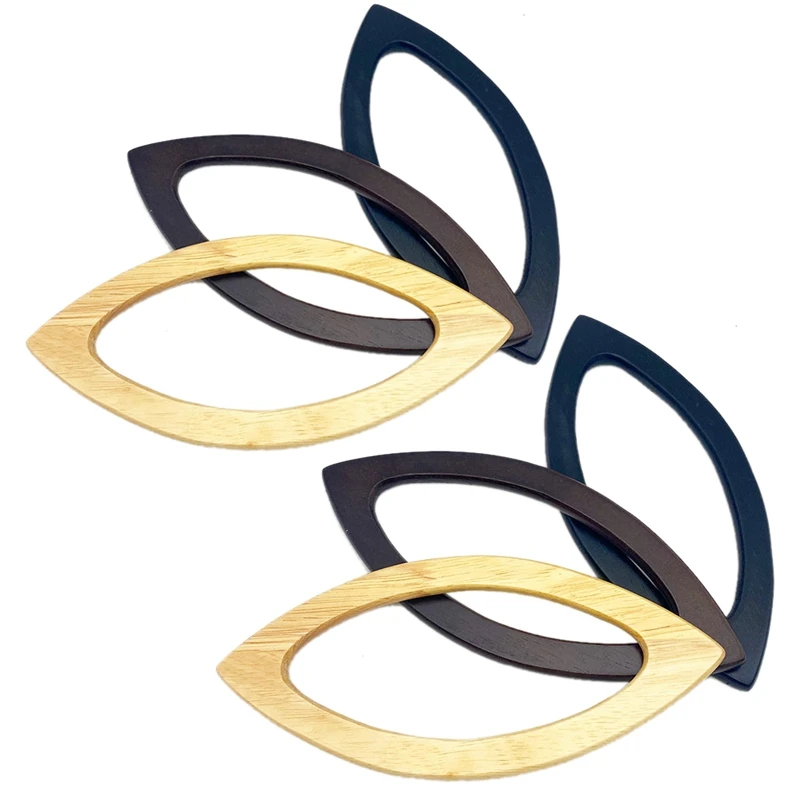 

6 PCS Bag Handles For Bag Making Craft, Wooden Bag Handle Frame Handbag Purse Handle Grip Replacement (3 Colors)