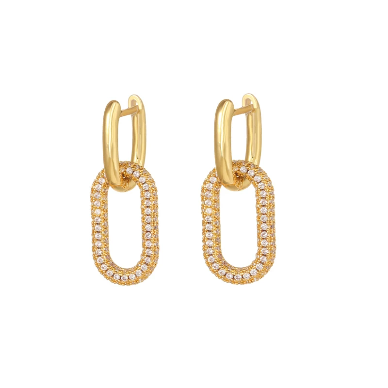 

Серьги-кольца квадратные женские с фианитами, позолоченные сверкающие ювелирные украшения для вечеринок, Подарочная бижутерия для пар, 18 К