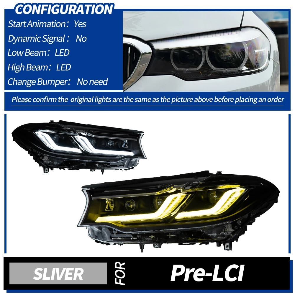 

AKD автостайлинг фары для BMW 5 серии G30 2017-2022 G38 LCI стиль светодиодный DRL поворотный сигнал светодиодный проектор автомобильные аксессуары