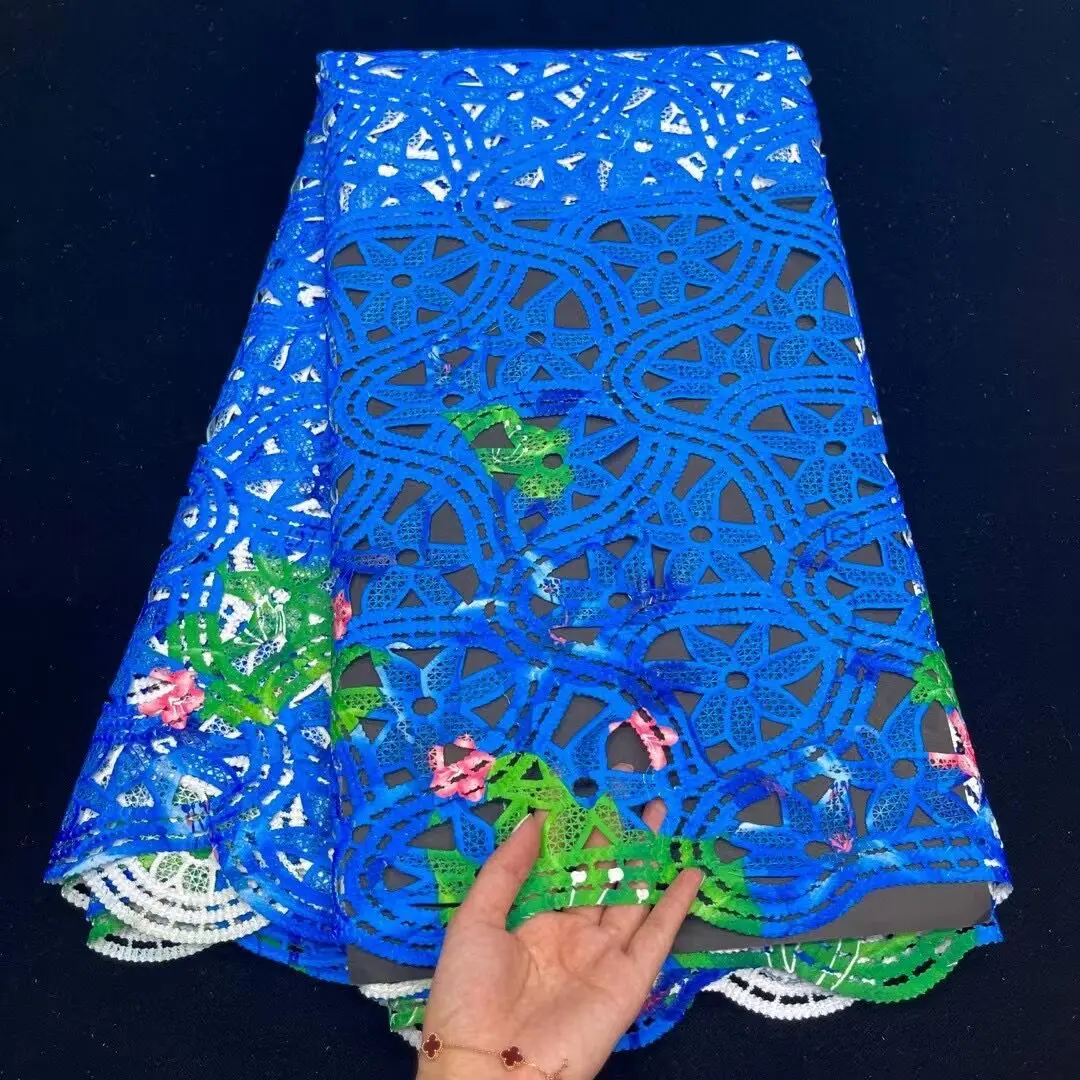 

Green Latest African Mesh Lace Fabric Embroiderey Sequins Beads French Tulle Laces Fabric For Nigerian Wedding Party