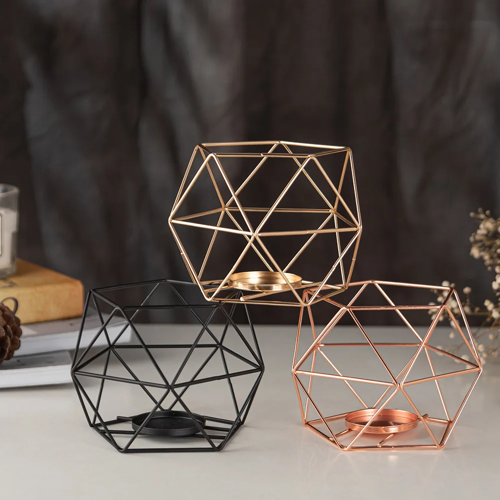 Retro Iron Candle Holders Stands Geometric Candle Stand Multi Color For Wedding Party Dinner Birthday Decor