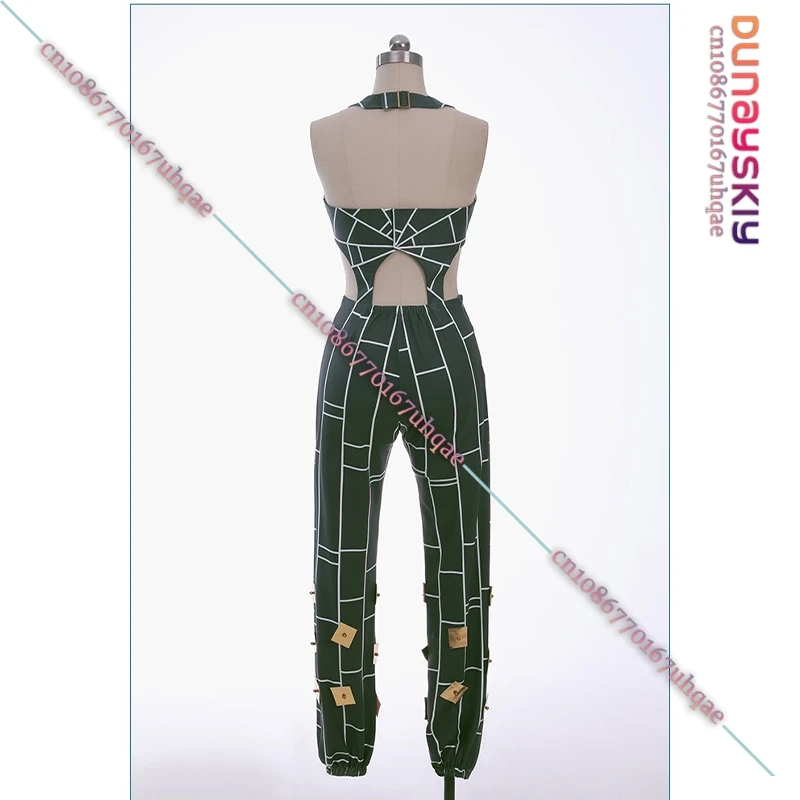 Джолин Куджо Косплей Костюм Аниме JoJ-Bizarre Adventure Cos Наряд Зеленый Клетчатый Парик