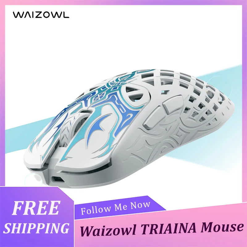 Фото Беспроводная игровая мышь Waizowl TRIAINA с сенсором PAW3950, частотой опроса 8K, чипом N54L15, отслеживанием 20000 кадров/с, сверхнизкой задержкой и легким весом №1