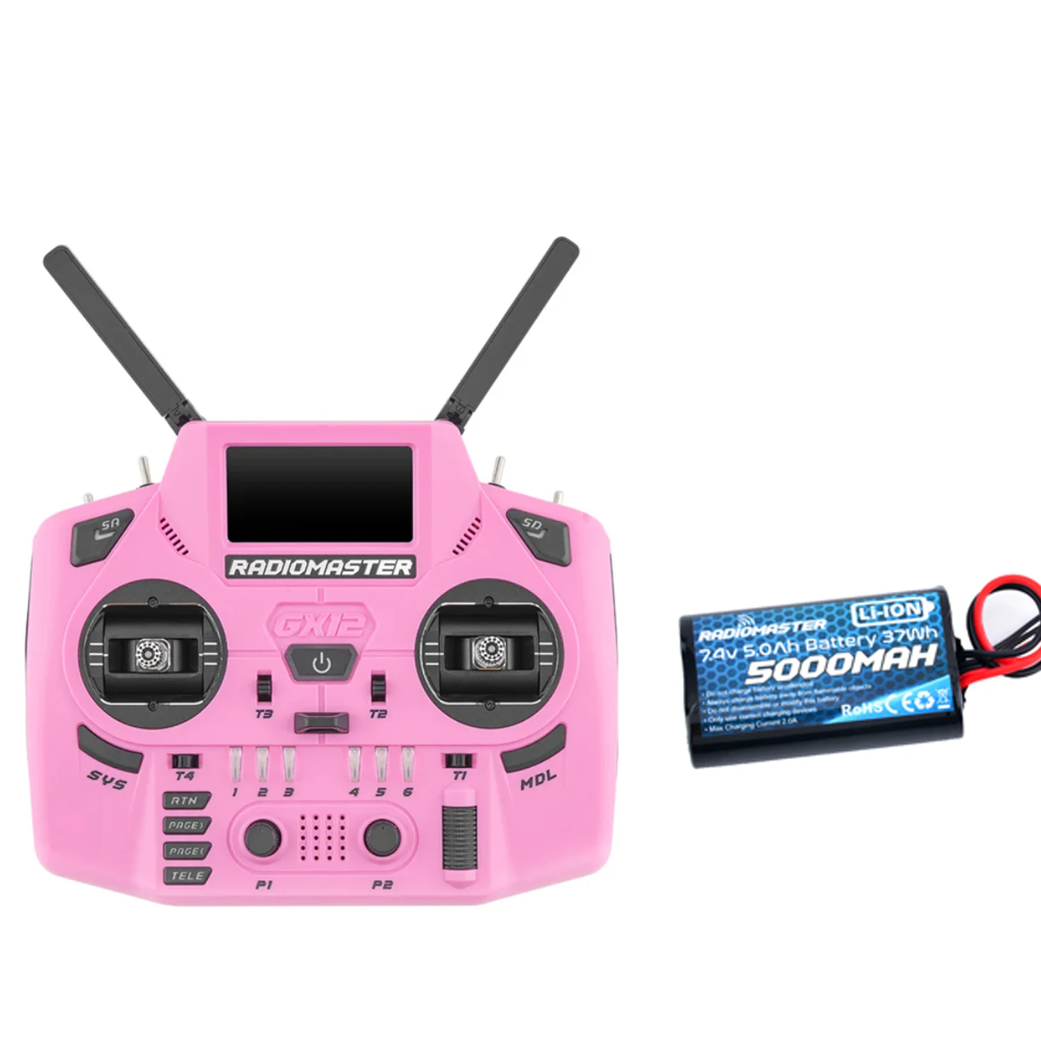 Radiomaster GX12 Crush Hot Pink Dual-Band ELRS + 5000mAh 2S battery