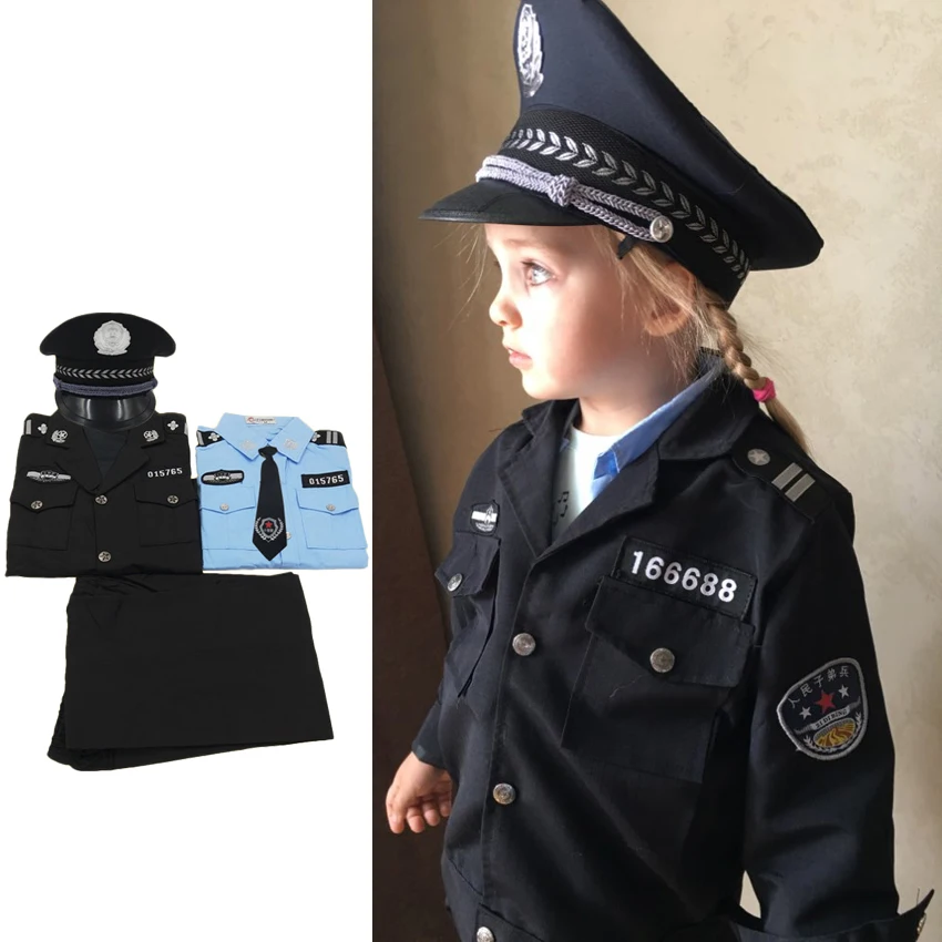 

Police Uniform Cosplay Costumes Teenager Kids Boys Girls Traffic Policemen Cop Officer Halloween Christmas Gift Suit Children