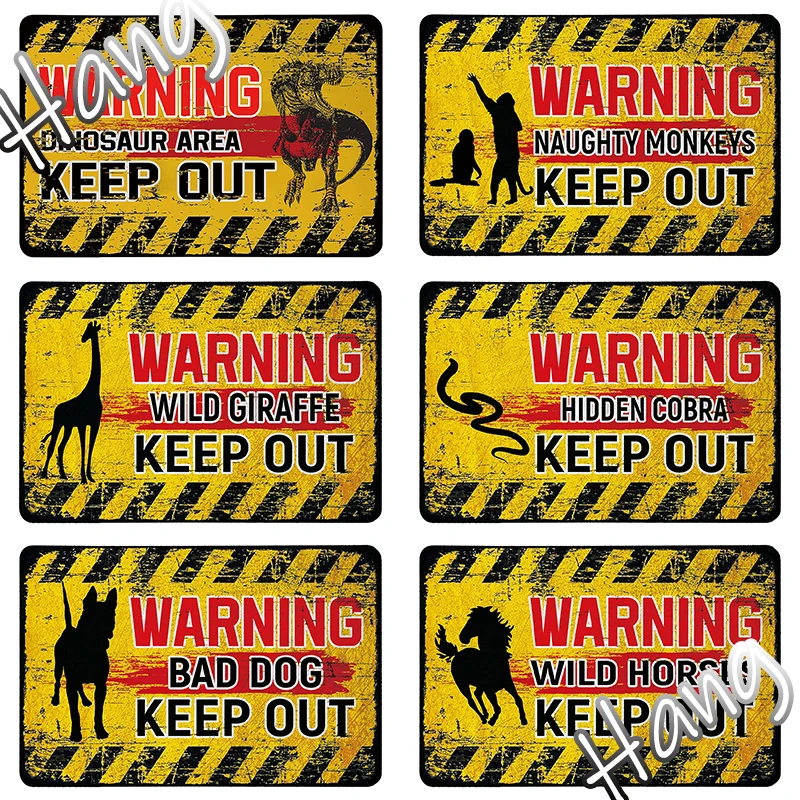 

Dinosaur Area Keep Out - Dinosaur Warning Decor, Metal Novelty Tin Sign Decor Raptor Dinosaur Room Decor for Boys 7.8 x 11.8Inch