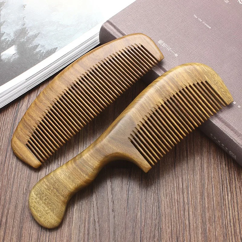 

Natural Green Sandalwood Comb Electrostatic Massage Portable Small Comb Hairdressing And Hair Smoothing