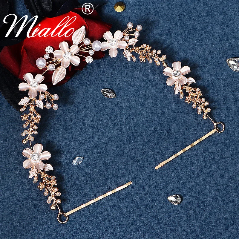 

Ручная работа, металлический цветок, Жемчужная Повязка на голову для женщин, ювелирные изделия для невесты, свадебные аксессуары для волос, ...