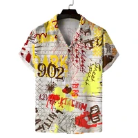hawaiian shirt 3d printed alphabet print mens beach resort short sleeve shirt large 5xl 2022